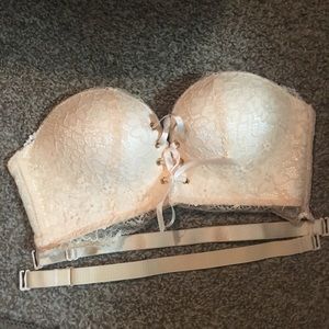 Drawstring lace push up bra